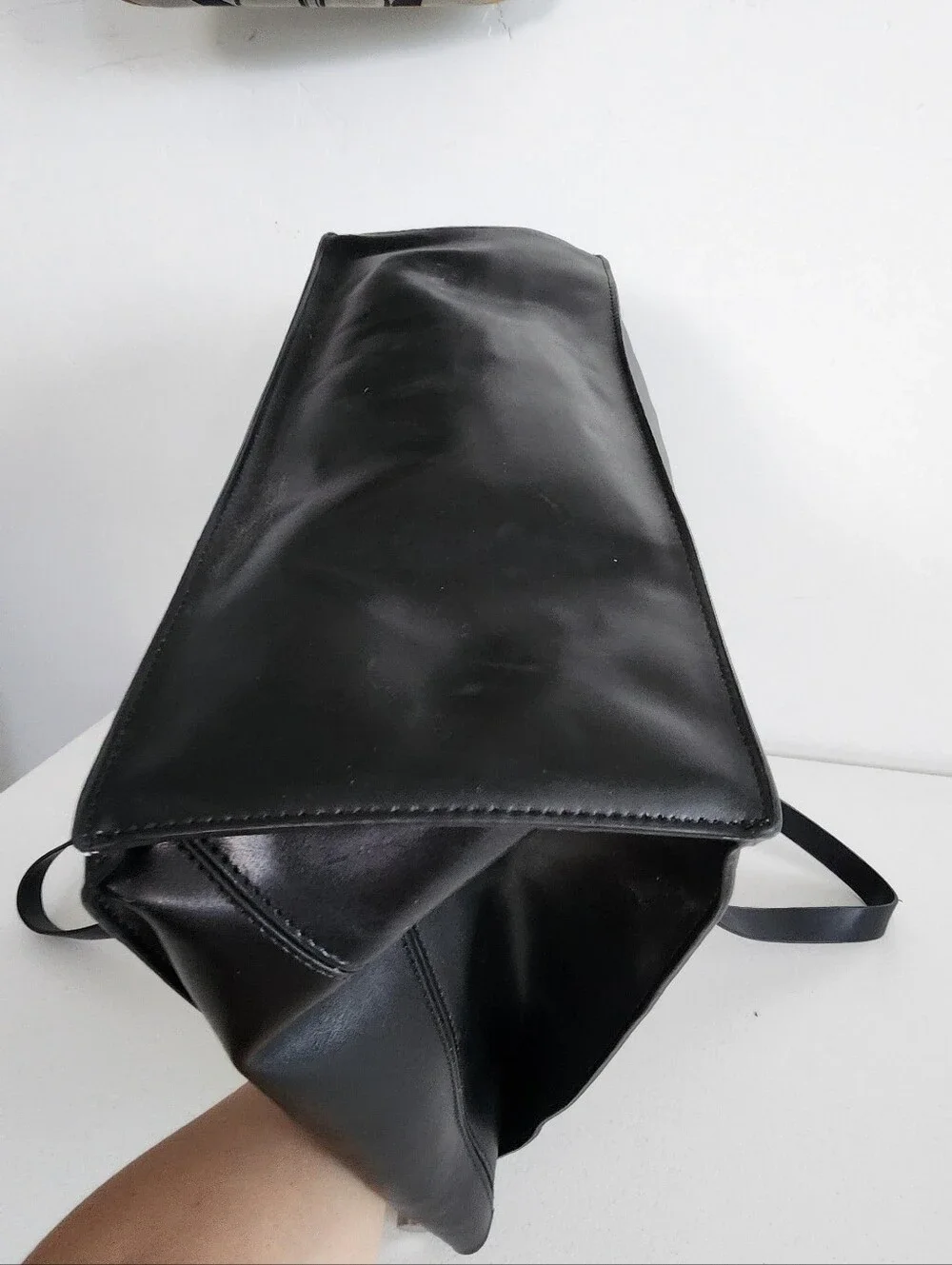 Zara Terez Black Leather Tote with Metal Bar and Dual Handles